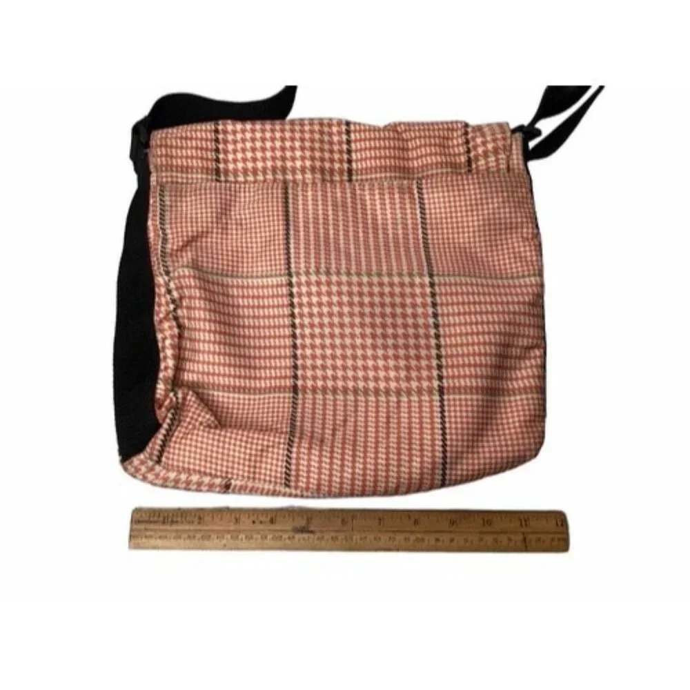 Vintage Ralph Lauren Crossbody Bag Purse Pink Houndstooth 4 Pockets - READ - Picture 6 of 7